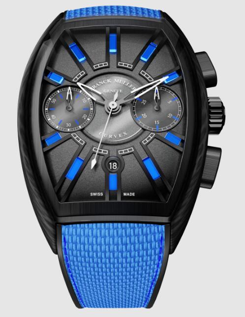 Franck Muller Curvex CX Flash Chronograph Replica Watch CX 36 CC DT FLASH CARBONE TTNRBR Blue